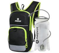 Nepest Sac à dos d'hydratation pour enfant - Poche à eau de 1,5 l - Bouteille d'eau respirante - Avec bandes réfléchissantes et sangles réglables - Noir
