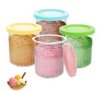 Nepfaivy Pot pour Ninja Creamy Deluxe - 4 Pièces Récipient pour Ninja Creamy Deluxe NC501EU NC500, Bacs à Crème Glacée avec Couvercles Étanches, Sans BPA, Lave-Vaisselle, Machine à Glace Accessoires