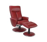 NEPHOS : Fauteuil de Relaxation et Son Repose Pieds, Design et Confortable, très Tendance (Rouge, Cuir)