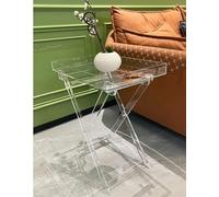 NEPHRA Petite Table Basse en Acrylique, Transparent Table Pliante D'appoint, Table De Jardin avec Bords Lisses, Table Pliante Cuisine Rangement Pratique, Table Pliante Interieur avec Trou Réservé