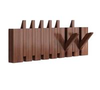 NEPHRA Porte Manteau Mural Pliable, Patère Murale en Bois de Hêtre avec Style Touches de Piano et Crochets Rabattables, Pour Suspendre Vêtements, Clés, Chapeaux, Serviettes et Sacs(Walnut,8 hooks)