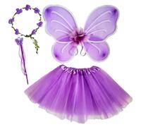 Neptuiby Costume de fée pour filles, costume de fée pour enfants 4 pièces pour filles, ensemble princesse bleue, ajustement confortable pour les fêtes et les spectacles pour baguette