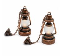 Neptuiby Lanterne Miniature décorative pour Maison de poupée, échelle 1:12, Petite Lanterne avec LED et chaîne, Mini Accessoire de scène, 2 pièces
