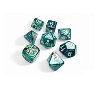 Neptune Dés brillants avec chiffres gris 7 + 1 dés de laboratoire 16 mm Chessex