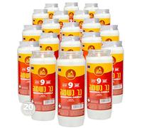 Ner Mitzvah Boîte de 20 bougies Yartzeit 9 jours - Mémorial casher Yahrtzeit et bougie Yom Kippour dans un support en plastique