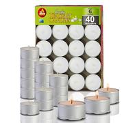Ner Mitzvah Bougies Chauffe Plat - Pack de 40 Bougies en Vrac - Lot Bougies Chauffe Plat - Bougies Blanches Chauffe-Plat Fabriquées en Europe - 6 Heures