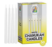 Ner Mitzvah Bougies Hanouka Blanches - Sans Gouttes Hanukkah Candles Bougie Hanouka De Taille Standard - Cire De Qualité Supérieure - 44 Bougies Par Boîte - Paquet de 50