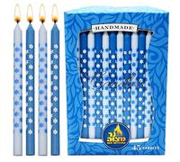 Ner Mitzvah Bougies Hanouka - Décorées Sans Gouttes Bougie Hanouka De Taille Standard - Hanukkah Candles Cire De Qualité Supérieure - 45 Bougies par Boîte - Etoile de David Bleue et Blanche
