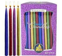 Ner Mitzvah Bougies Hanouka - Décorées Sans Gouttes Bougie Hanouka De Taille Standard - Hanukkah Candles Cire De Qualité Supérieure - 45 Bougies par Boîte - Multicolore Métallisé