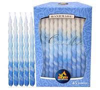 Ner Mitzvah Bougies Hanouka - Décorées Sans Gouttes Bougie Hanouka De Taille Standard - Hanukkah Candles Cire De Qualité Supérieure - 45 Bougies par Boîte - Spirale Bleue et Blanche