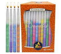 Ner Mitzvah Bougies Hanouka - Décorées Sans Gouttes Bougie Hanouka De Taille Standard - Hanukkah Candles Cire De Qualité Supérieure - 45 Bougies par Boîte - Décoré Multicolore