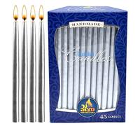 Ner Mitzvah Bougies Hanouka - Décorées Sans Gouttes Bougie Hanouka De Taille Standard - Hanukkah Candles Cire De Qualité Supérieure - 45 Bougies par Boîte - Argent Métallique