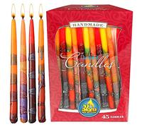 Ner Mitzvah Bougies Hanouka - Décorées Sans Gouttes - Hanukkah Candles Cire De Qualité Supérieure - 45 Bougies par Boîte - Multicolore