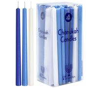 Ner Mitzvah Bougies Hanouka Longues - Sans Gouttes Hanukkah Candles Bougie Hanouka De Taille Standard - Cire De Qualité Supérieure - 45 Bougies Par Boîte - Bleu et Blanc
