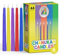Ner Mitzvah Bougies Hanouka Multicolore - Sans Gouttes Hanukkah Candles Bougie Hanouka De Taille Standard - Cire De Qualité Supérieure - 44 Bougies Par Boîte