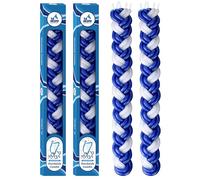 Ner Mitzvah Lot de 2 bougies tressées Havdalah - Cire de paraffine bleue et blanche - Bougie Havdallah fabriquée à la main - Cadeau de Shabbat Judaica