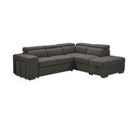 NERA - Canapé d'Angle Droit Convertible avec 2 Poufs et 1 Coffre Gris - Altobuy
