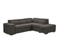 NERA - Canapé d'Angle Droit Convertible avec 2 Poufs et 1 Coffre Gris - Altobuy