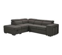 NERA - Canapé d'Angle Gauche Convertible avec 2 Poufs et 1 Coffre Gris - Altobuy Gris G