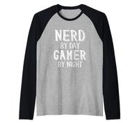 Nerd by Day Gamer by Night Esports Science Jeu vidéo Nerd Manche Raglan