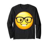 Nerd Glasses Buckteeth Emoticon Funny Hilarious Nerdy Face Manche Longue