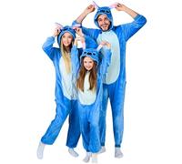 nerd hunters Costume Onesie pour adulte - Pyjama Kigurumi en peluche, unisexe, costume animal, tailles S à XL, Blue Stitch, L