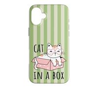 Nerd Kawaii Cat in A Cute Box Thé Matcha Vert Coque pour iPhone 16 Plus