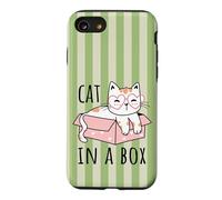 Nerd Kawaii Cat in A Cute Box Thé Matcha Vert Coque pour iPhone SE (2020) / 7/8