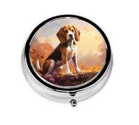 Nerdy Beagle Mini pilulier rond, peut être mis dans un portefeuille, une poche, léger et pratique, pilulier à 3 compartiments, boîte à pilules portable,