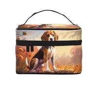 Nerdy Beagle Trousse de maquillage de voyage pour femme (22,9 x 16,5 x 15,7 cm) portable de grande capacité, grande trousse de rangement pour filles, noir, One Size