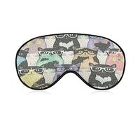 Nerdy Cats Sleeping Mask avec sangle réglable Soft Eye Cover Blackout Blindfold pour Voyage Relax Sieste
