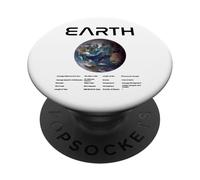 Nerdy Earth Astronomy Science Planètes Solar System Facts Noir PopSockets PopGrip Adhésif