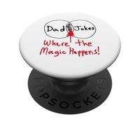 Nerdy Funny Dad Jokes Venn Diagram Where Magic Happens Math PopSockets PopGrip Adhésif