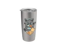 Nerdy Gamer Cat Manger Pizza Jeux Vidéo Gobelet isotherme en acier inoxydable double paroi