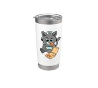 Nerdy Gamer Cat Manger Pizza Jeux Vidéo Gobelet isotherme en acier inoxydable double paroi