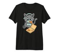 Nerdy Gamer Cat Manger Pizza Jeux Vidéo T-Shirt Haut de Gamme
