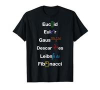Nerdy Math Euclid Euler Gauss Descartes Leibniz Fibonacci T-Shirt Graphique avec Valeur