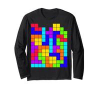 Nerdy Tetrominoes Block Puzzle Jeu vidéo Math Teacher Geek Manche Longue