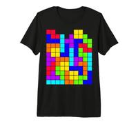 Nerdy Tetrominoes Block Puzzle Jeu vidéo Math Teacher Geek T-Shirt Haut de Gamme