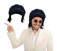 Nereds Elvis Perruque courte pour homme et adulte avec pattes Idéal pour les fêtes à thème musical Cosplay Rock'n'Roll années 50 60