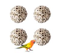 Nereds Sola Lot de 4 balles en bois naturel à mâcher pour perruches, perruches, calopsittes