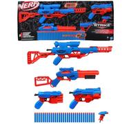 NERF Alpha Strike Ultimate Mission Pack - Red & Blue Edition - 5 Blasters de fléchettes à Action Unique
