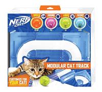 Nerf Cat Coffret cadeau - Circuit turbo pour chat en ABS de 38,1 x 25,4 cm avec boule creuse de 5,1 cm et boule cloche de 5,1 cm, boule LED de 5,1 cm et balle d'herbe à chat de 5,1 cm
