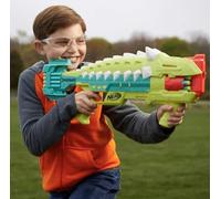 Nerf DinoSquad Armorstrike Blaster à fléchettes, Barillet Rotatif 8 fléchettes, poignée, 16 fléchettes Nerf Elite, Design d'ankylosaure