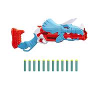 NERF DinoSquad Tricera-Blast Dart Blaster, Break-Open 3-Dart Loading, 12 Official Darts, Dart Storage, Triceratops Dinosaur Design