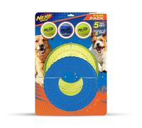 Nerf Dog Ensemble Cadeau de 5 Jouets pour Chien, Comprend 3 balles de Tennis couinantes de 6,3 cm, Un dépliant de Pneu en TPR translucide de 25,4 cm et Un dépliant de Pneu TPR de 25,4 cm, matériau
