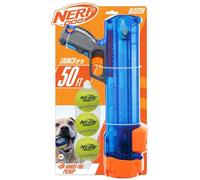 Nerf Dog Ensemble cadeau de jouets pour chien avec balle de tennis lancée jusqu'à 15,2 m, lanceur de balles pour chien pour toutes les races, comprend un lanceur de balle de tennis bleu translucide et