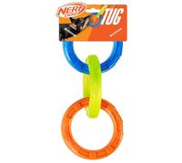 Nerf Dog Jouet à Tirer en Caoutchouc à 3 Anneaux, 26,7 cm, léger, résistant à l'eau, Jouet interactif pour Chien, Bleu/Vert/Orange