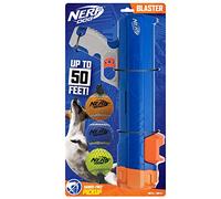 Nerf Dog Jouet compact pour chien, idéal pour rapporter, recharge mains libres, lancement jusqu'à 15,2 m, unité unique, comprend 3 balles Nerf et sac, bleu/orange, modèle 5205