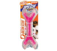 Nerf Dog Super Scent Os avec Parfum de Bacon, Jouet en Caoutchouc Durable de 22,9 cm pour Chiens, Transparent/Rose